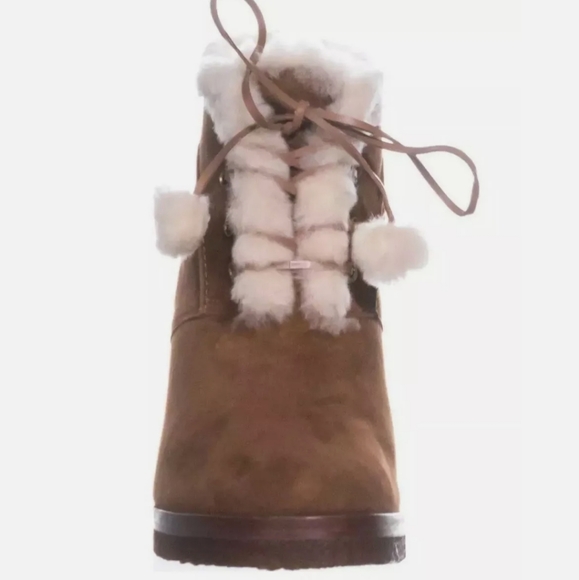 Michael Kors Tan Suede Ankle Lace-Up Boots In Dark Luggage Sz 7.5 - Picture 7 of 15